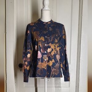 Poetry Navy and Gold Floral Button Down Shirt